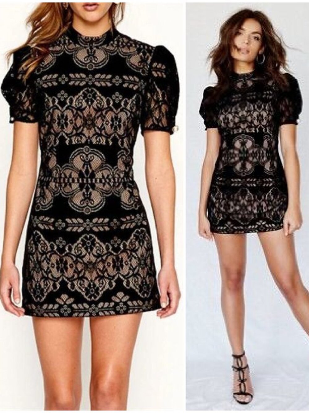 Alice McCall Eyes On Me Free People Black Velvet Lace Mini Dress S/M 4/6